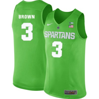 Men Michigan State Spartans NCAA #3 Shannon Brown Green Authentic Nike 2020 Stitched College Basketball Jersey ET32U40ZR